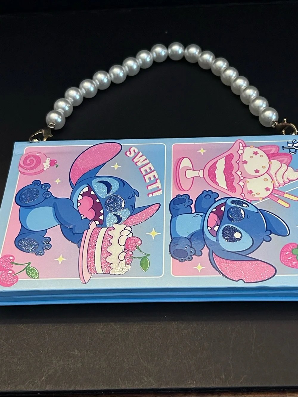 Disney Stitch Sweet Treats Cosmetic Palette With Pearl Handle Blue Pink NEW